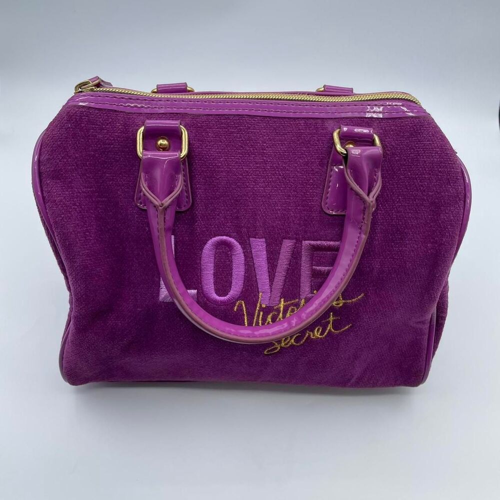 Victoria's Secret Love Purple & Gold Purse Handbag Y2K Vintage Velour Bratz